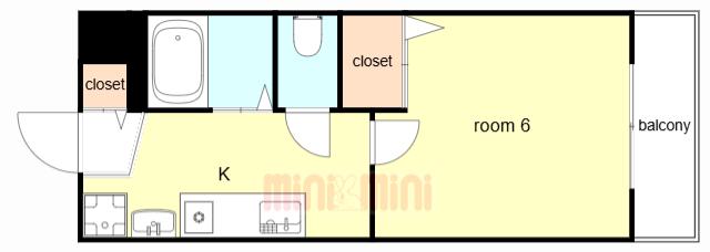 ライフステージM(1K/5階)の間取り写真