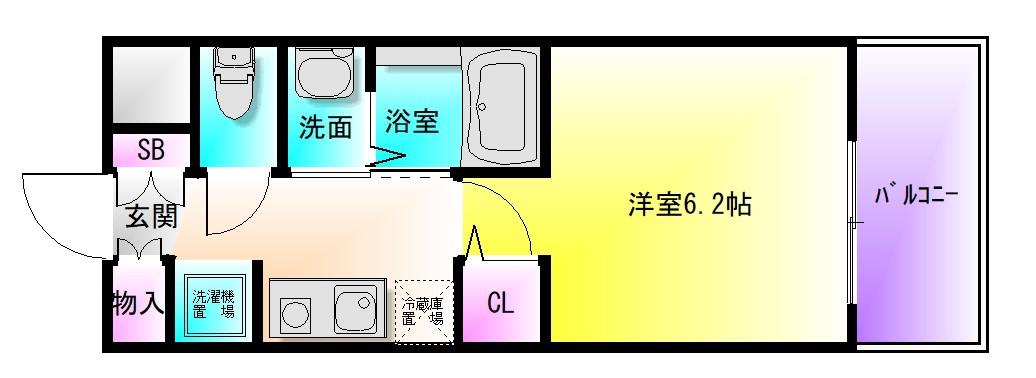 エステムコート大阪プリューム(1K/2階)の間取り写真
