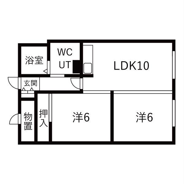 北円山コーポA(2LDK/4階)の間取り写真