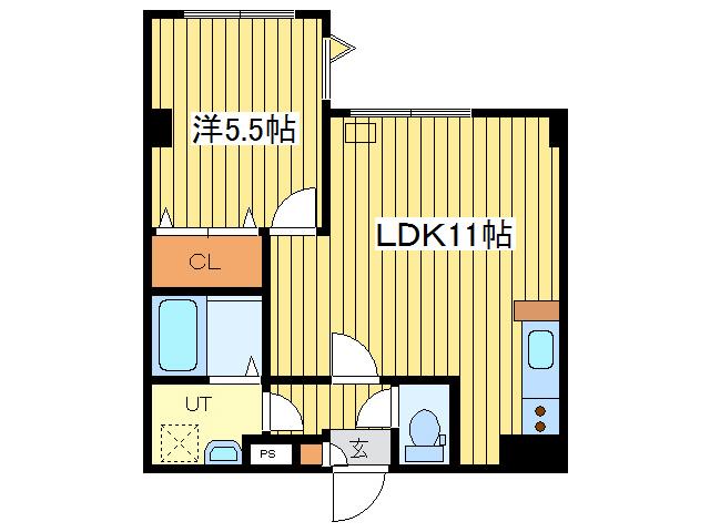 グラムール南平岸(1LDK/3階)の間取り写真