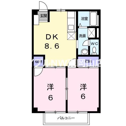 シエヌー(2DK/2階)の間取り写真