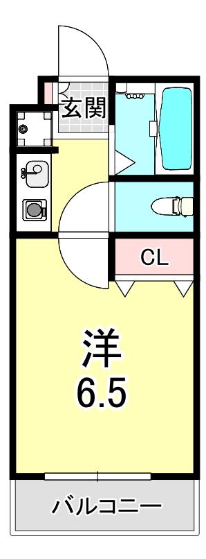 JR東海道本線 立花駅 徒歩10分 3階建 築31年(1K/3階)の間取り写真