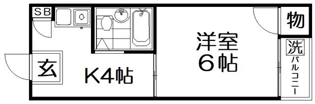 柿本ハイツ(1K/2階)の間取り写真