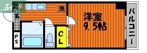 フォレスト東古松(1K/6階)の間取り写真