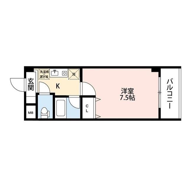 パンウエストリート(1K/4階)の間取り写真