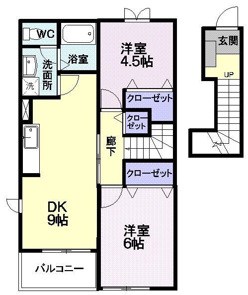 セレーノMS&YC(2DK/2階)の間取り写真