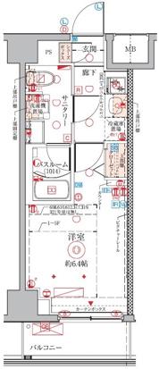 クレヴィスタ武蔵中原(1K/6階)の間取り写真