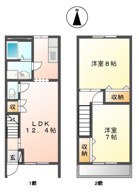 アルカディア(2LDK/1階)の間取り写真