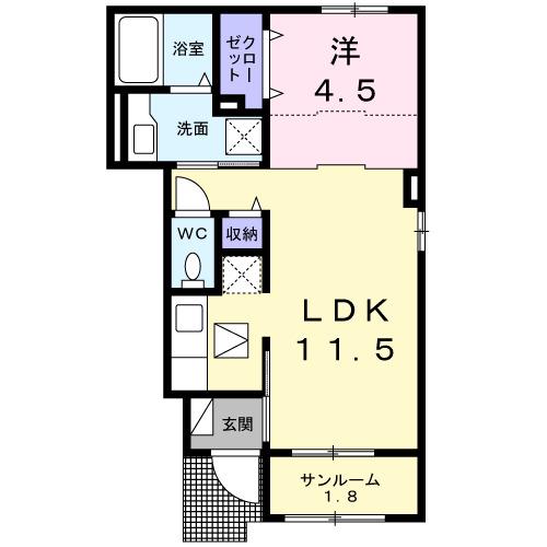 パルファン南落合04(1LDK/1階)の間取り写真