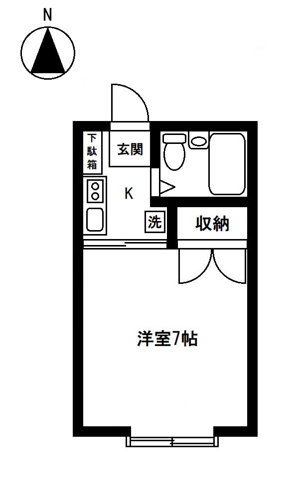 ウエストハイム谷戸(1K/2階)の間取り写真