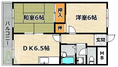 ゲルメンハイツ(2DK/4階)の間取り写真