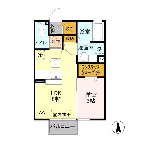 シャトー・デュ・ボヌールA(1LDK/1階)の間取り写真