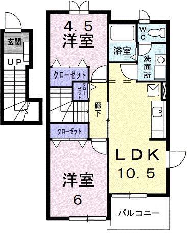 INFINITE II(2LDK/2階)の間取り写真