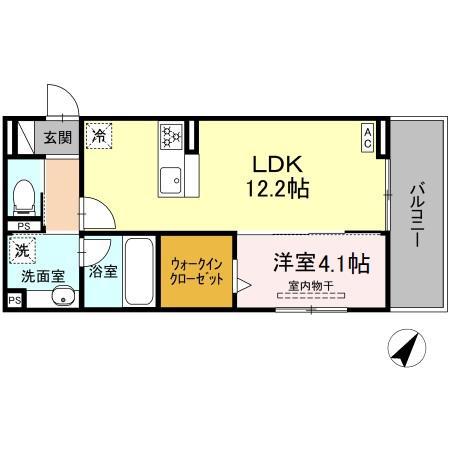 D CREST津島町(1LDK/3階)の間取り写真