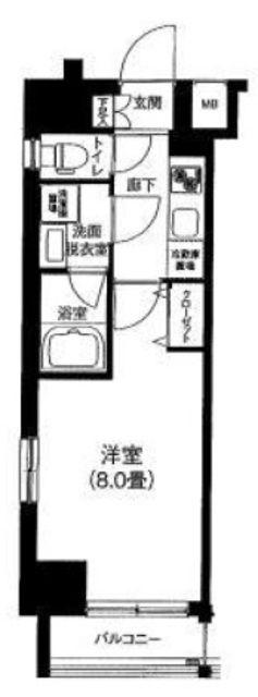 ティモーネ 浅草リーヴァ(1K/2階)の間取り写真