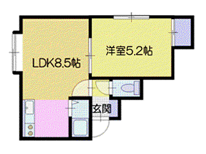 富岡セラディール(1DK/1階)の間取り写真