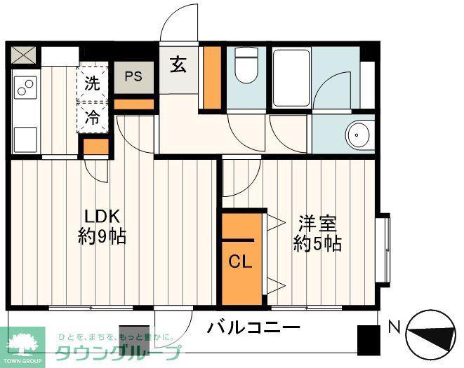 東急ドエルアルス上池台(1LDK/5階)の間取り写真