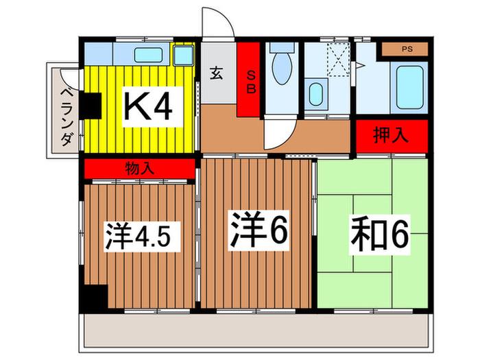 プリミエール中山(3K/2階)の間取り写真