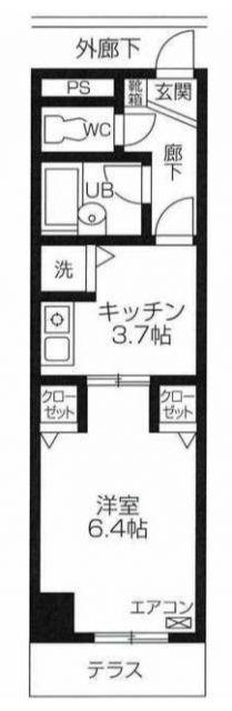 三協寿崎グリーンコート福生(1K/1階)の間取り写真