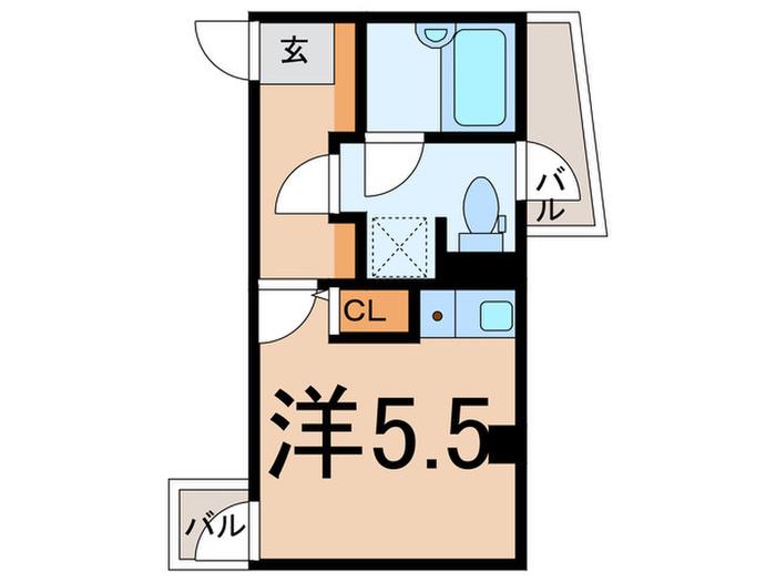 トレーノ鶴見(ワンルーム/2階)の間取り写真