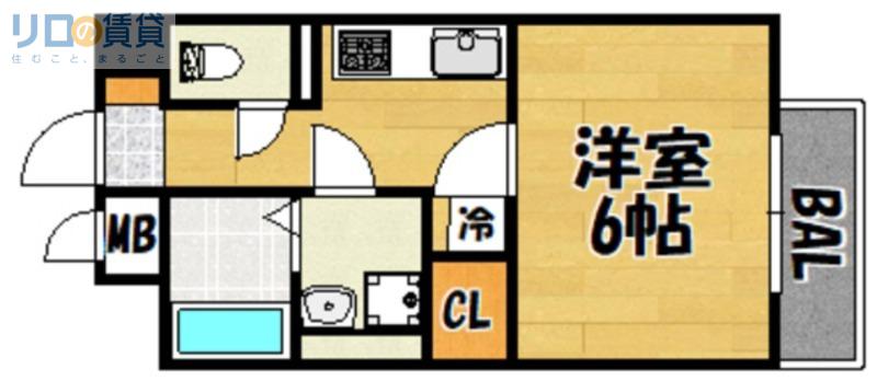 アムールHARMONYI(1K/2階)の間取り写真