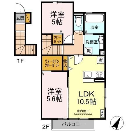 ル・ソレイユII(2LDK/2階)の間取り写真