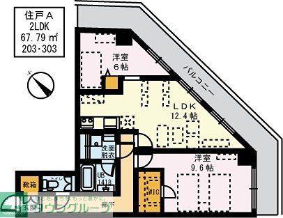 シャン・ピエールII(2LDK/3階)の間取り写真