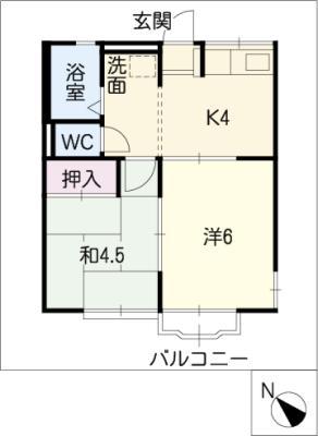 第5コーポエム(2K/2階)の間取り写真