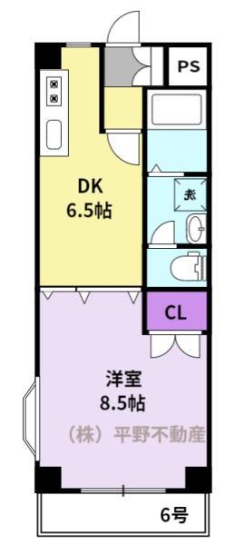 クラウンⅡ津福(1DK/3階)の間取り写真