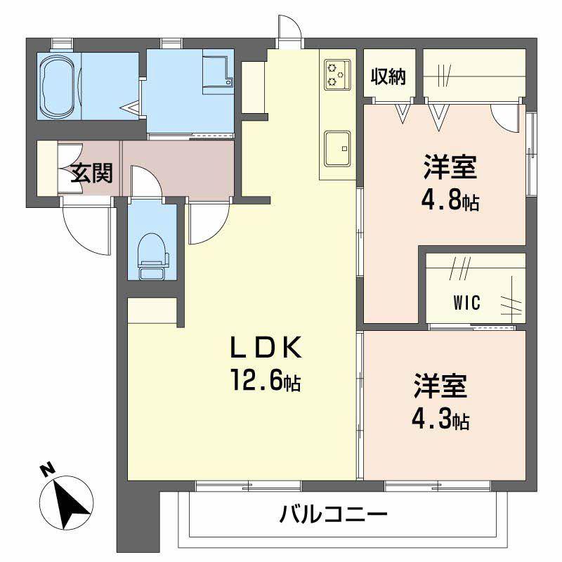 TWINS A棟(2LDK/2階)の間取り写真