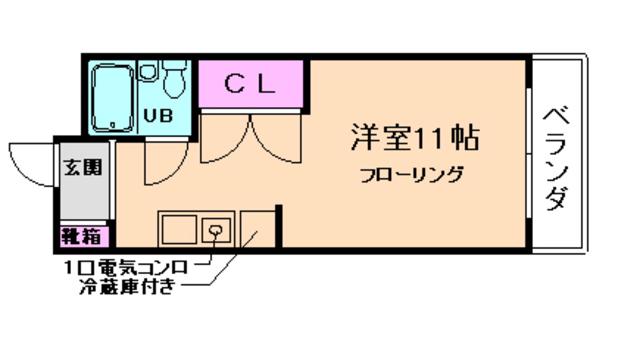 クレドール石橋(ワンルーム/2階)の間取り写真