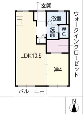 アベニュー岩崎(1LDK/2階)の間取り写真