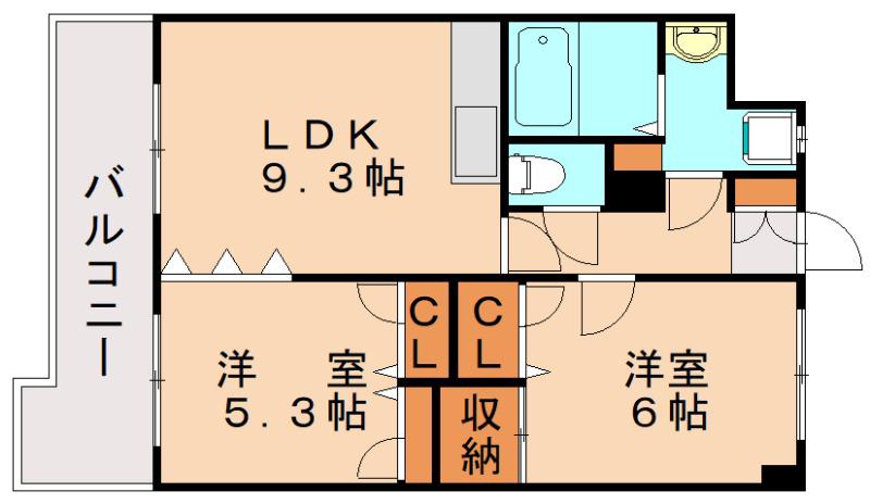 フォレスト平尾(2LDK/11階)の間取り写真