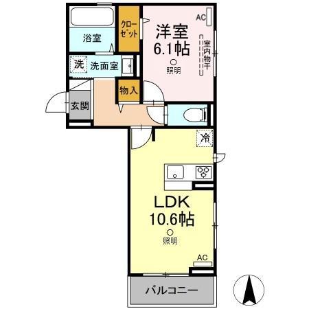 瀬戸内ハウジングV(1LDK/2階)の間取り写真