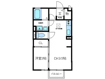 パルテールII(1LDK/1階)の間取り写真