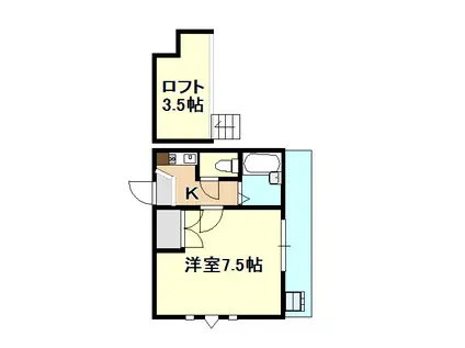 ブルーハイツ西古松(1K/2階)の間取り写真