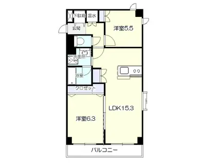 デュランティ長町(2LDK/2階)の間取り写真