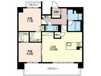 ロンドヴェルチュ桜山(2LDK/6階)の間取り写真