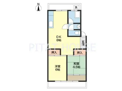 グリーンハイツ向陽(2DK/4階)の間取り写真