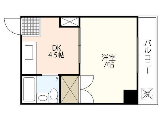 小石ビル(1DK/3階)の間取り写真