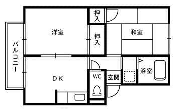 ロイヤル櫛林(2DK/2階)の間取り写真