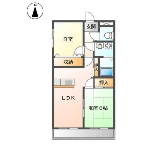 メゾンハンクスMTI(2LDK/2階)の間取り写真