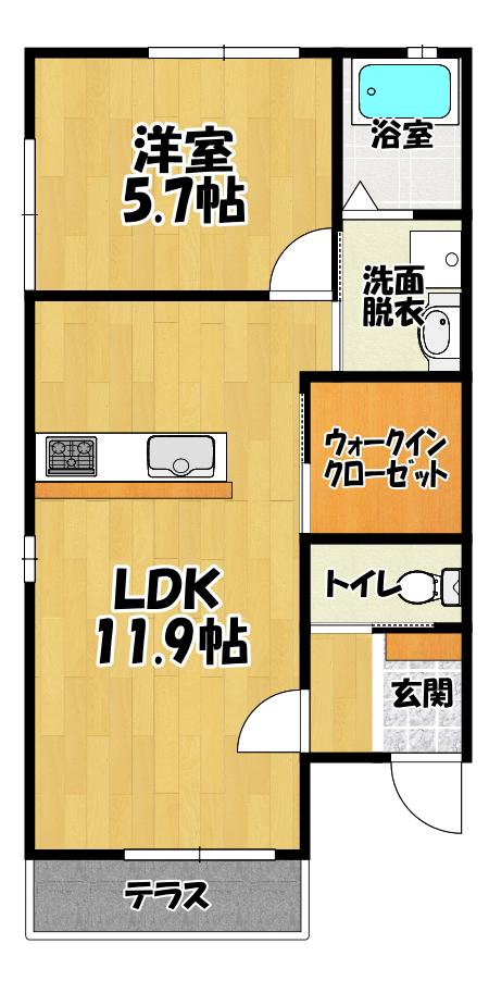 ル・カホレアA(1LDK/1階)の間取り写真