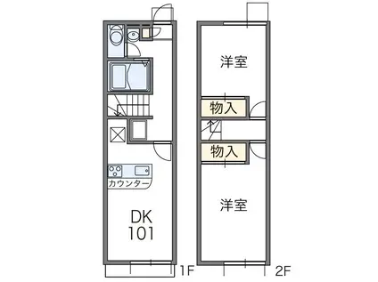 レオパレスフィールズSTAY(2DK/1階)の間取り写真