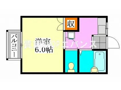 コーポツヅキ(ワンルーム/1階)の間取り写真