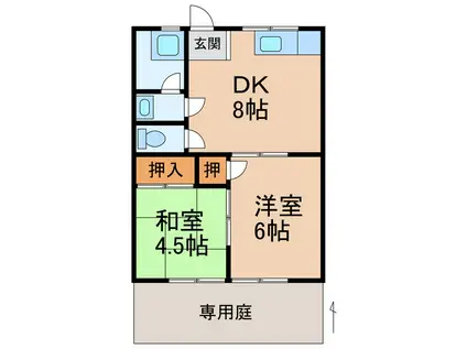 津秦マンション(2DK/1階)の間取り写真