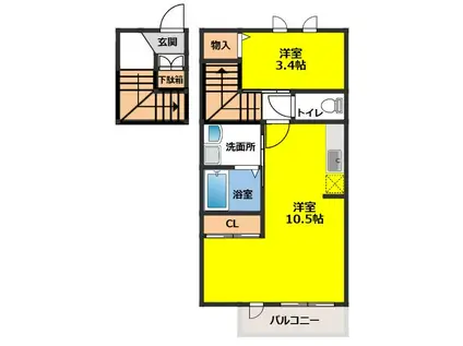 JR東北本線 盛岡駅 徒歩19分 2階建 築8年(1LDK/2階)の間取り写真