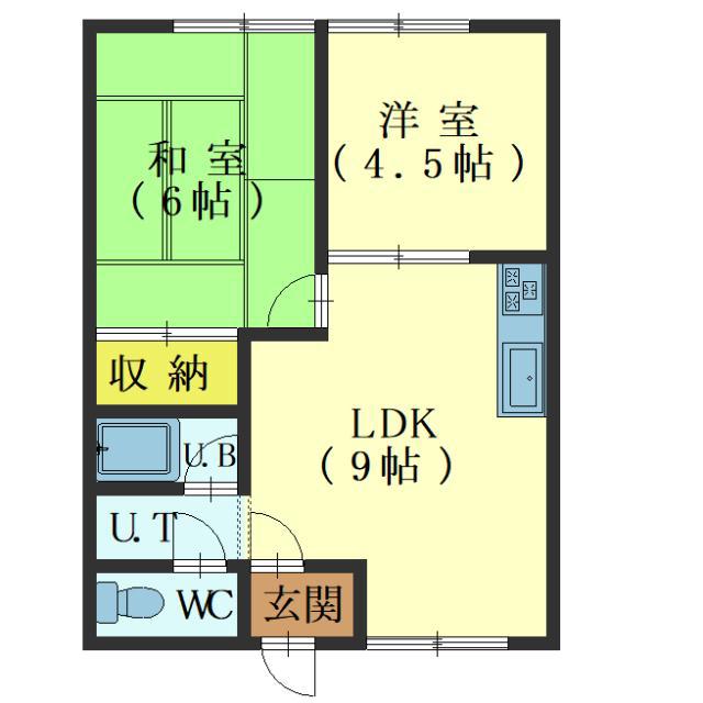 コーポ半田II(2LDK/1階)の間取り写真