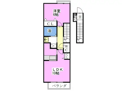 クラール(1LDK/2階)の間取り写真