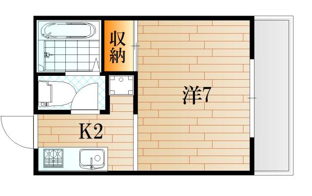 ハイツ旭(1K/2階)の間取り写真